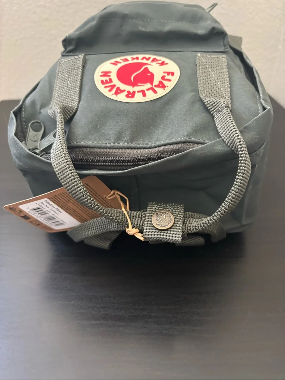 Fjallraven Kånken Mini Backpack - Dark Green with Red Logo